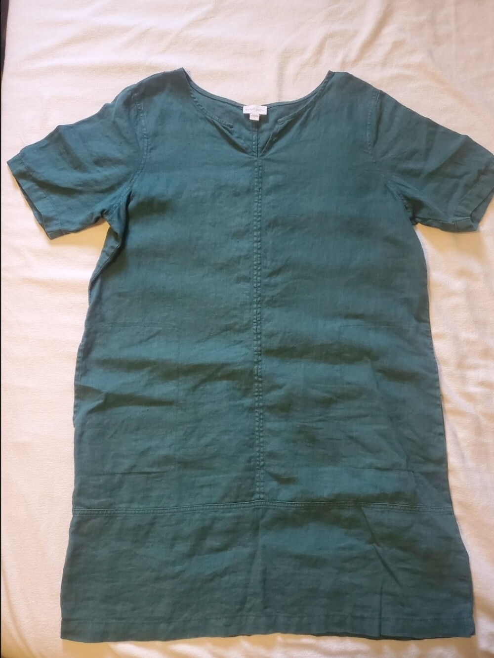 Pure Jill J.Jill 100% Linen Teal Shift Dress L Pockets